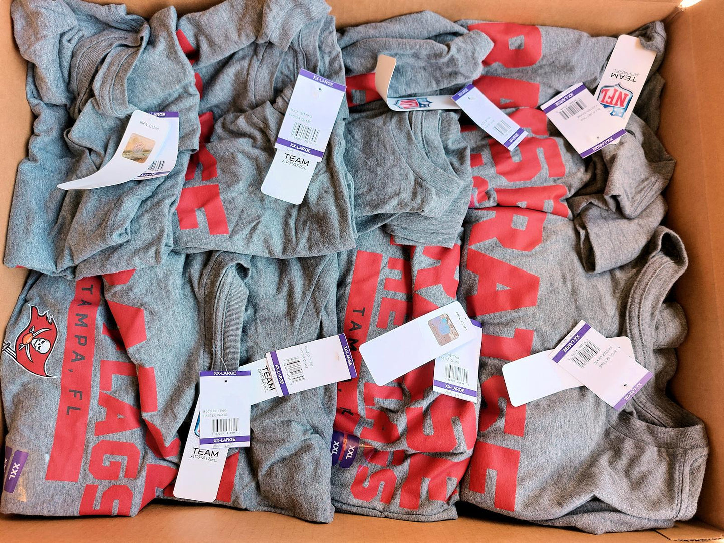 Wholesale Lot of Mens Levi Graphic Hoodies and Tampa Bay Bucs Tees Brand New