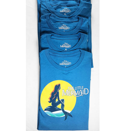 Wholesale Lot of 107 Disney My Little Mermaid Blue T-shirts Mixed Adult sizes manifested Brand New Overstock
